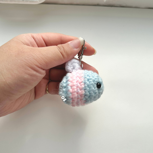 Crochet Trans Bee Keychain