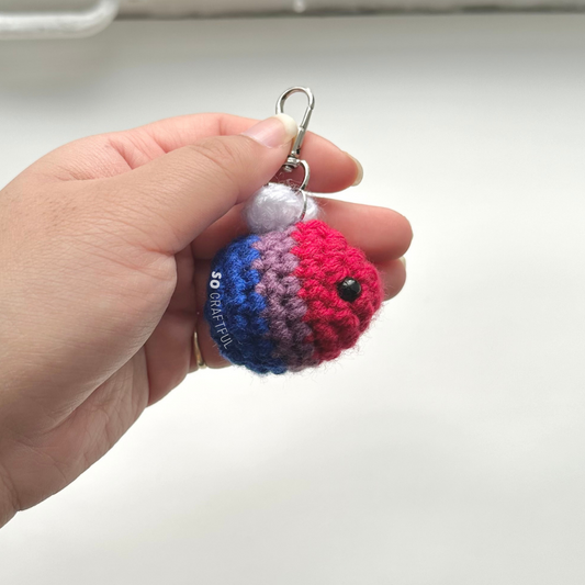 Crochet Bisexual Bee Keychain