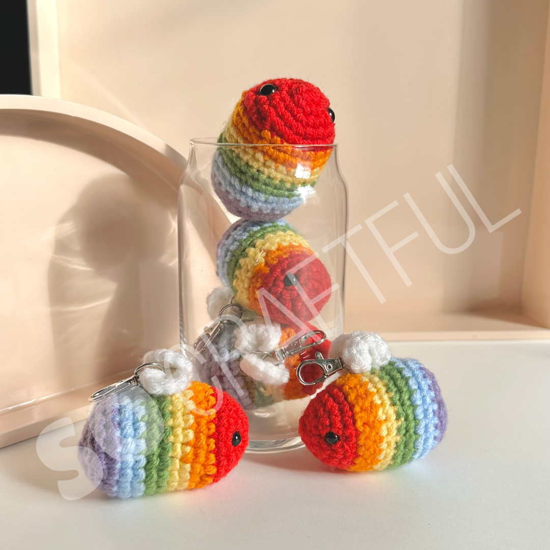 Crochet Non-Binary Bee Keychain