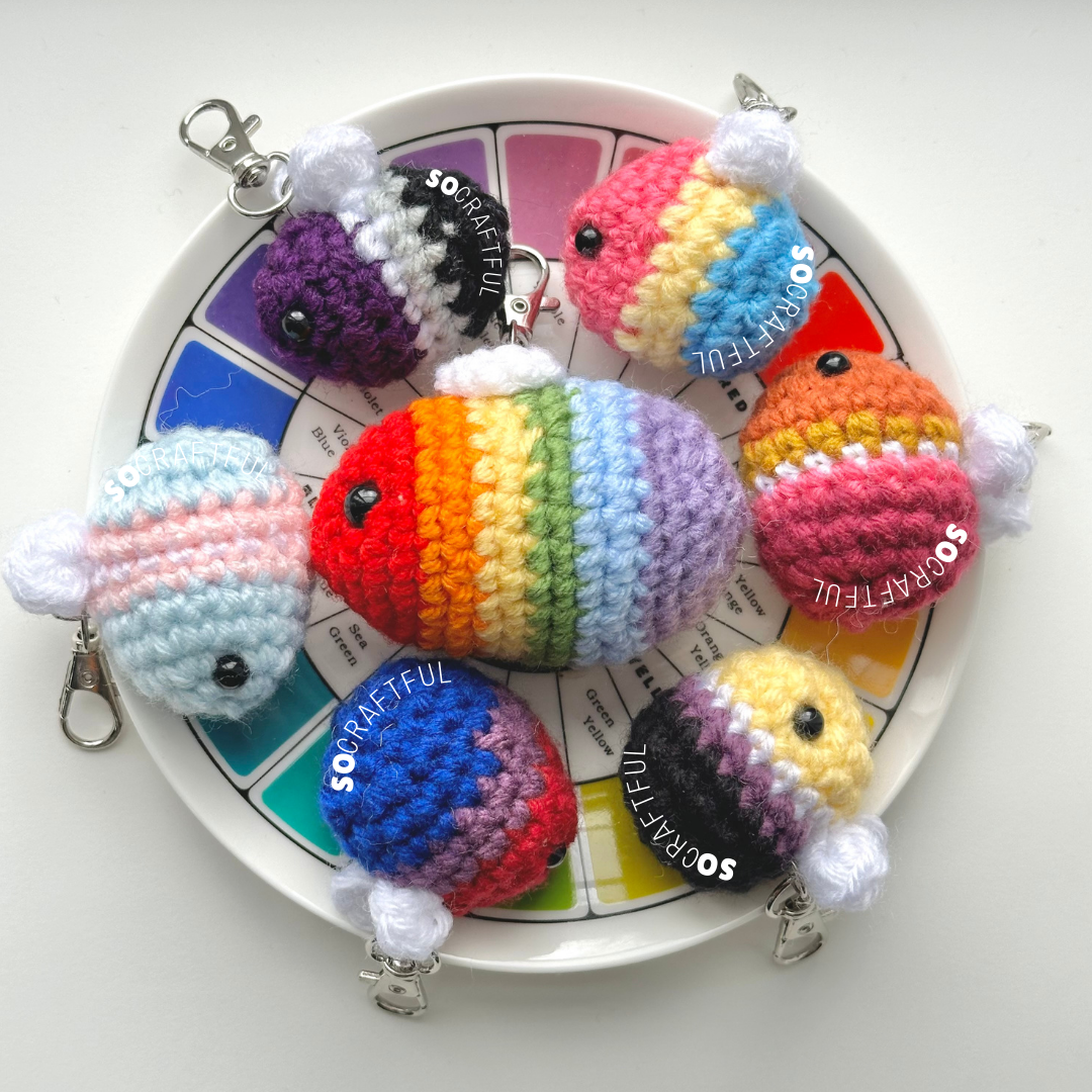 Crochet Trans Bee Keychain